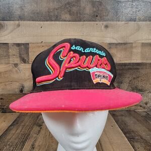 Vintage 90s San Antonio NBA Spurs New Era 9fifty Snapback Pink Black‎ Hat